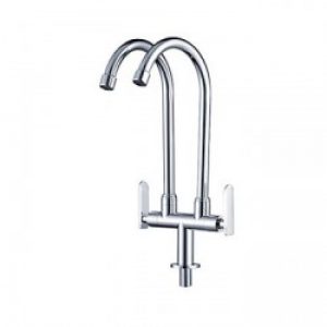 Robinet de cuisine à double conduit d’eau et muni de deux poignées, style contemporain (un seul trou d’installation)