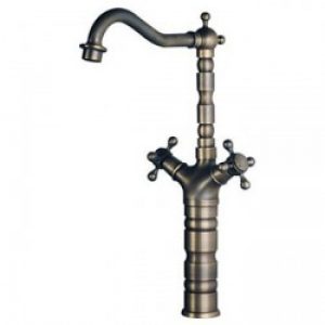 Robinet de cuisine inspiré de design antique et fini en laiton (deux poignées)