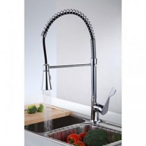 Robinet de cuisine moderne en forme de gigogne à poignée unique fini en métal chromé