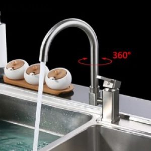 Robinet de cuisine rotatif fini en nickel brossé pour un style contemporain