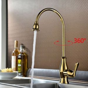 Robinet de cuisine rotatif surélevé et muni d’une seule poignée, robinet fini en laiton (Ti-PVD)