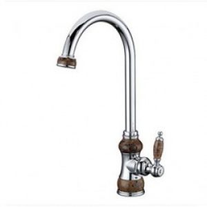 Robinet de cuisine style antique finition argent et marbre