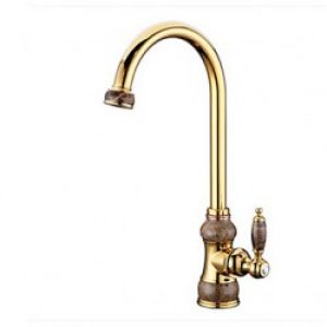 Robinet de cuisine style antique finition or et marbre
