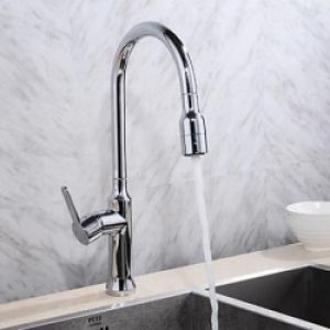 Robinet de cuisine à un seul trou d’installation, un robinet contemporain fini en métal brossé