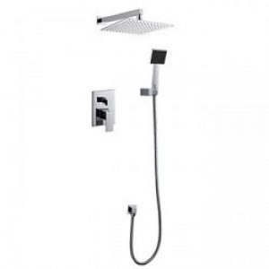 Robinet de douche avec pommeau de douche carré de 10″ et douchette à main