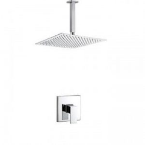 Robinet de douche avec tête de douche carrée et poignée unique