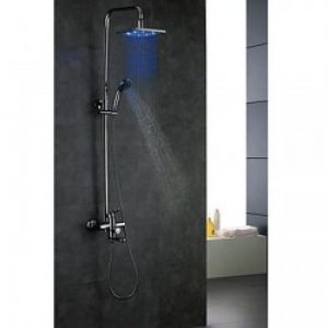 Robinet de douche avec tête de douche à LED + douchette à main
