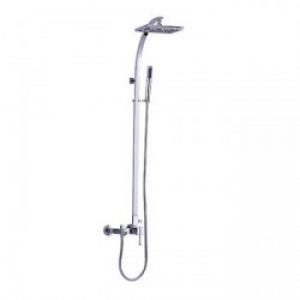 Robinet de douche chromé avec pomme de douche 8 pouces + douche à main