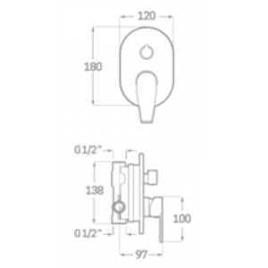 Robinet de douche encastré de 2 voies Arvet SEVEN