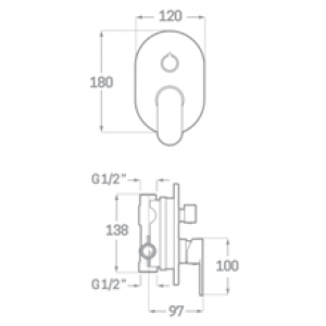 Robinet de douche encastré de 2 voies Legend SEVEN