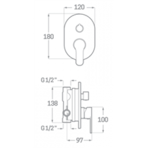 Robinet de douche encastré de 2 voies Omnia SEVEN