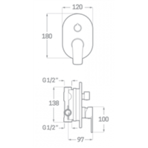 Robinet de douche encastré de 2 voies Sinua SEVEN