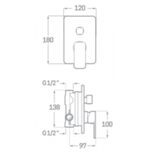 Robinet de douche encastré de 2 voies Skara SEVEN