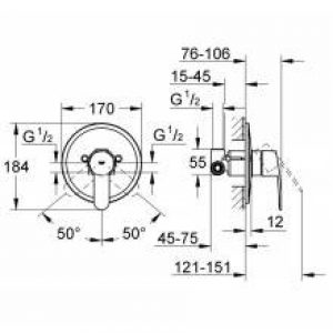 Robinet de douche encastré Grohe Eurostyle…