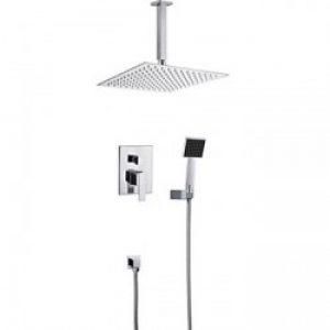 Robinet de douche et baignoire avec tête de douche plafonier + douchette à main