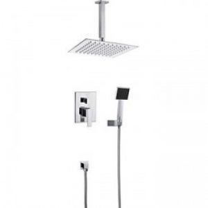 Robinet de douche et baignoire avec tête de douche plafonier et douchette à main