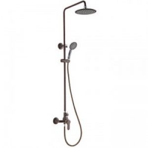 Robinet de douche et baignoire contemporain fixation 3 trous finition peinture marron