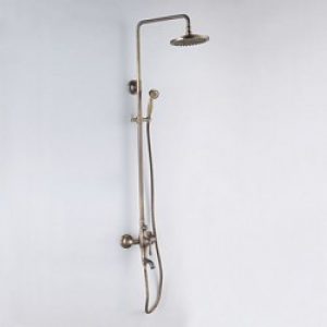 Robinet de douche et baignoire style antique avec douchette de pluie 8″ et douchette à main