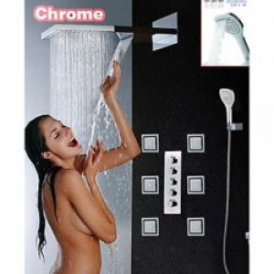 Robinet de douche fini chrome avec sortie d&rsquo;eau en cascade