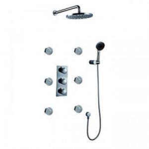 Robinet de douche fixation murale avec tête de douche en pluie, douchette à main et brumisateurs