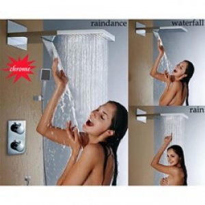 Robinet de douche à fixation murale fonction thermostatique, cascade et précipitations