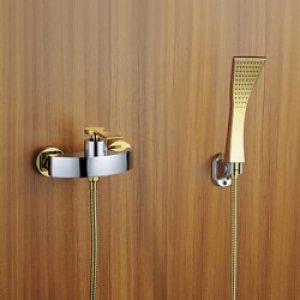 Robinet de douche moderne avec pomme de douche finition or-argent