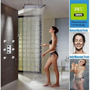 Robinet de douche thermostatique avec tête de douche 24″ fixation au plafond