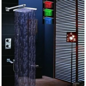 Robinet de douche thermostatique avec tête de douche, pommeau de douche et bec verseur