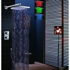 Robinet de douche thermostatique à LED avec tête de douche 12″ et pommeau de douche