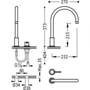 Robinet de lavabo Acier en batterie TRES STUDY L