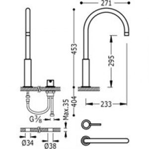 Robinet de lavabo Acier en batterie TRES STUDY XL