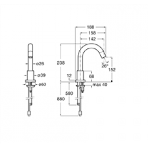 Robinet de lavabo alimentation à piles Loft Roca