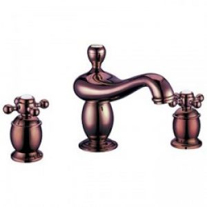 Robinet de lavabo antique à double poignée en croix, finition or rose