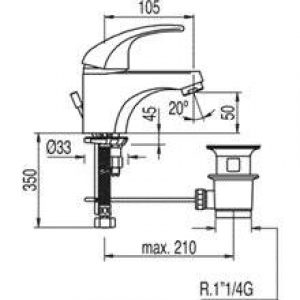 Robinet de lavabo avec bonde MONO-TRES 2000