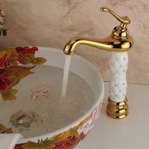 Robinet de lavabo avec mitigeur, style antique et finition en laiton (Ti-PVD)