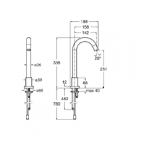 Robinet de lavabo bec haut alimentation à piles…