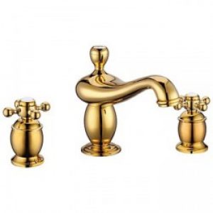 Robinet de lavabo contemporain à double poignée en croix, finition Ti-PVD