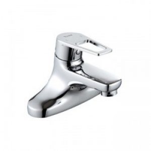 Robinet de lavabo contemporain en laiton fini chrome