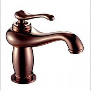 Robinet de lavabo contemporain finition rose dorée