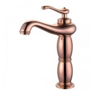 Robinet de lavabo contemporain finition rose dorée de hauteur 320 MM