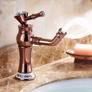 Robinet de lavabo couleur rose dorée style rustique fini en laiton (Ti-PVD)