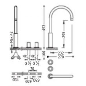 Robinet de lavabo haut mélangeur manuel en…