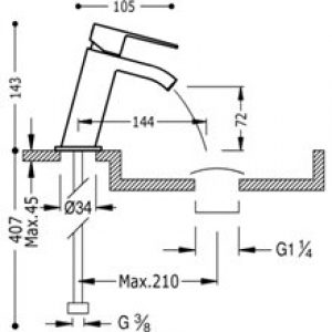 Robinet de lavabo Incliné Acier TRES CUADRO