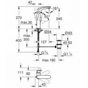 Robinet de lavabo L avec levier plein Grohe…