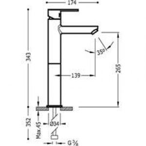 Robinet de lavabo Lex-tres 34,3cm x 17,4cm