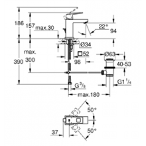 Robinet de lavabo lisse S Grohe Eurocube