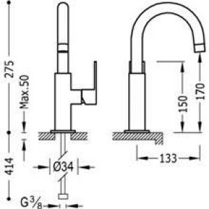 Robinet de lavabo Loft-Tres 27,5cm x 13,3 cm…