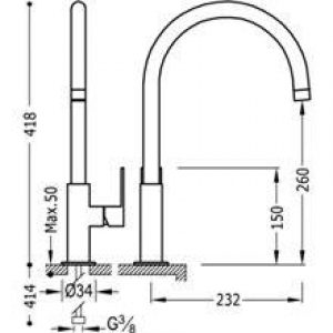 Robinet de lavabo Loft-Tres 41,8cm x 23,2cm…