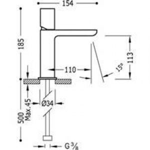 Robinet de lavabo Loft-Tres bec cascade horizontal