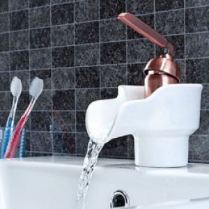 Robinet de lavabo mitigeur avec bec en céramique, un robinet de style contemporain (poignée unique)